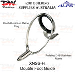 Load image into Gallery viewer, ALPS double foot premium 316 stainless steel polished frame guide with Hard aluminium Oxide insert ring with Rod Building supplies Australia heading