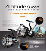Load image into Gallery viewer, Pioneer Altitude Claassic Tough Saltwater series spinning reel cover image with writing