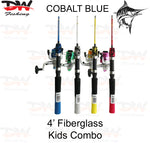 Load image into Gallery viewer, Kids 4ft rod & reel Comination set 4 colours Cobalt Blue combo cover