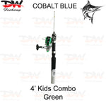 Load image into Gallery viewer, Kids 4ft 2 piece rod & reel Comination set Green colour Cobalt Blue combo