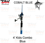 Load image into Gallery viewer, Kids 4ft 2 piece rod & reel Comination set Blue colour Cobalt Blue combo