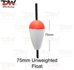 Load image into Gallery viewer, Unweighted Bobby fishing float individual 75mm Polystyrene float with measurement
