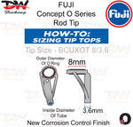 Load image into Gallery viewer, Fuji extra heavy duty rod tip BCUXOT frosted black frame Sizing chart