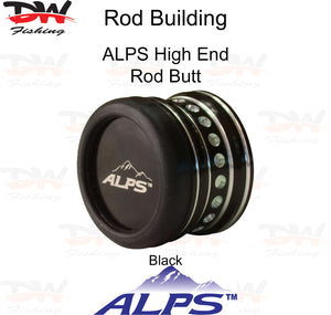 ALPS high end rod butt cap colour Black/Silver butt cap with ALPS log