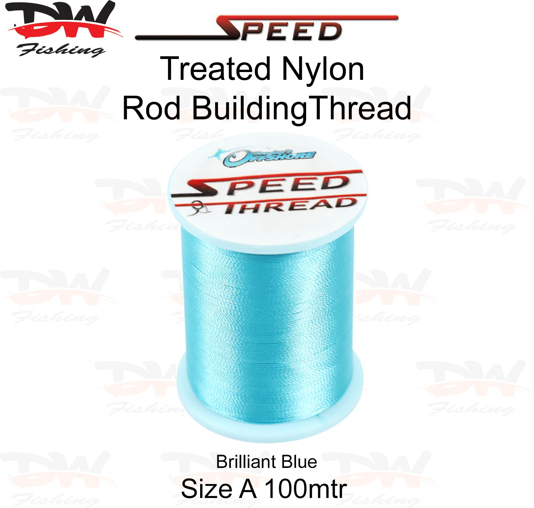 Speed treated nylon rod building thread size A 100 mtr spool colour Brilliant Blue