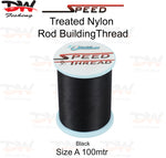 Load image into Gallery viewer, Speed treated nylon rod building thread size A 100 mtr spool colour Black
