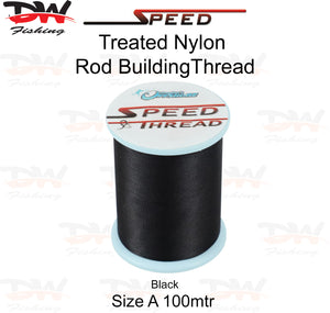 Speed treated nylon rod building thread size A 100 mtr spool colour Black