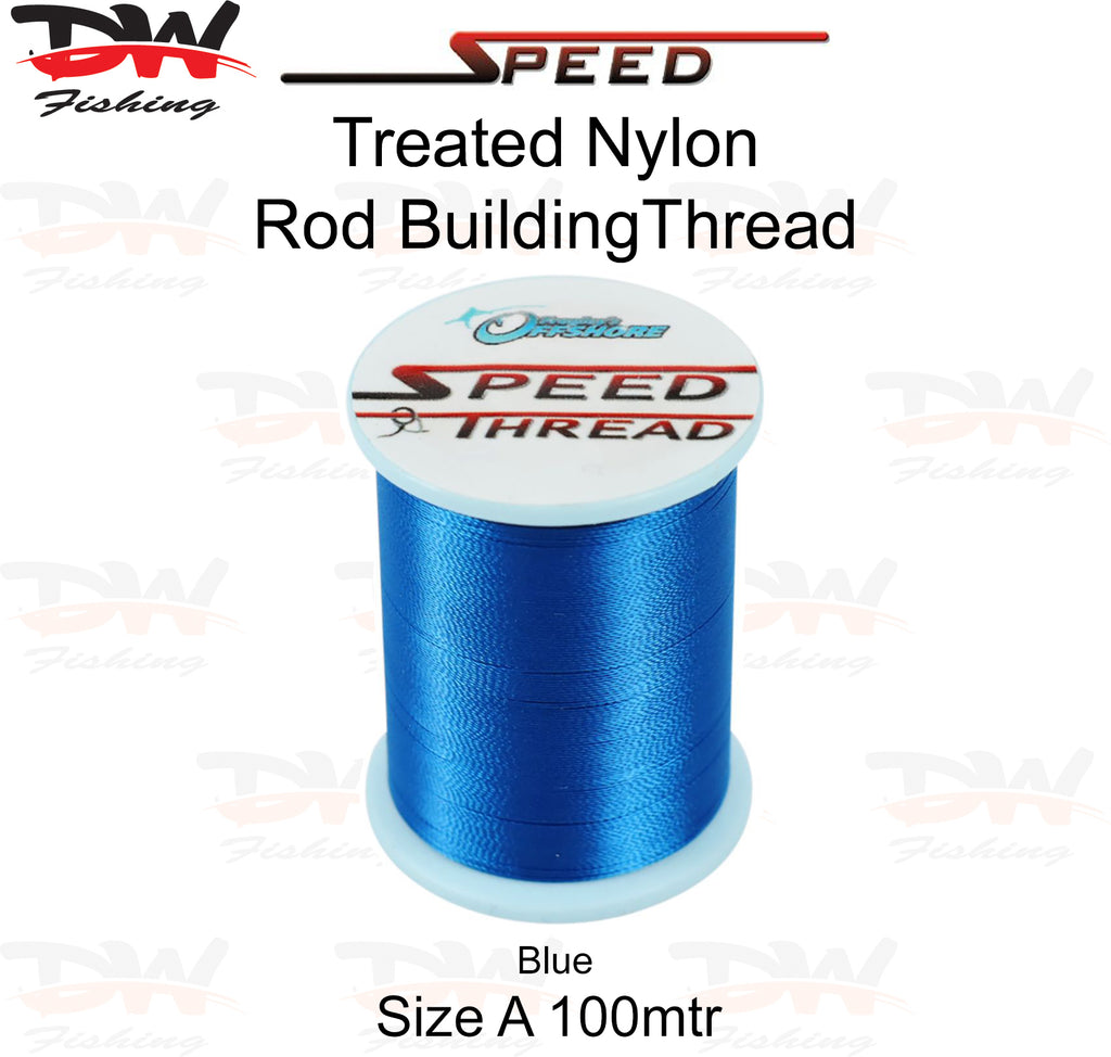 Speed treated nylon rod building thread size A 100 mtr spool colour Blue