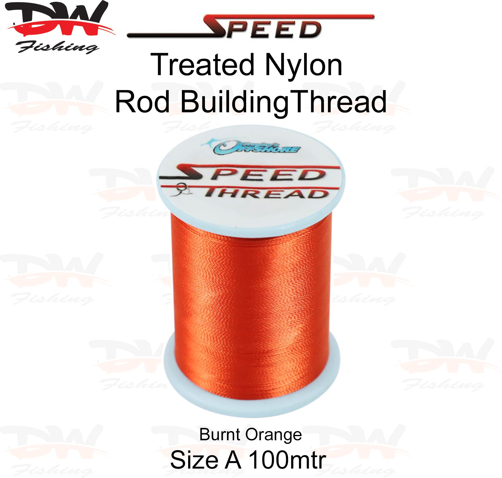 Speed treated nylon rod building thread size A 100 mtr spool colour Burnt Orange