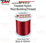 Load image into Gallery viewer, Speed treated nylon rod building thread size A 100 mtr spool colour Candy Apple Red
