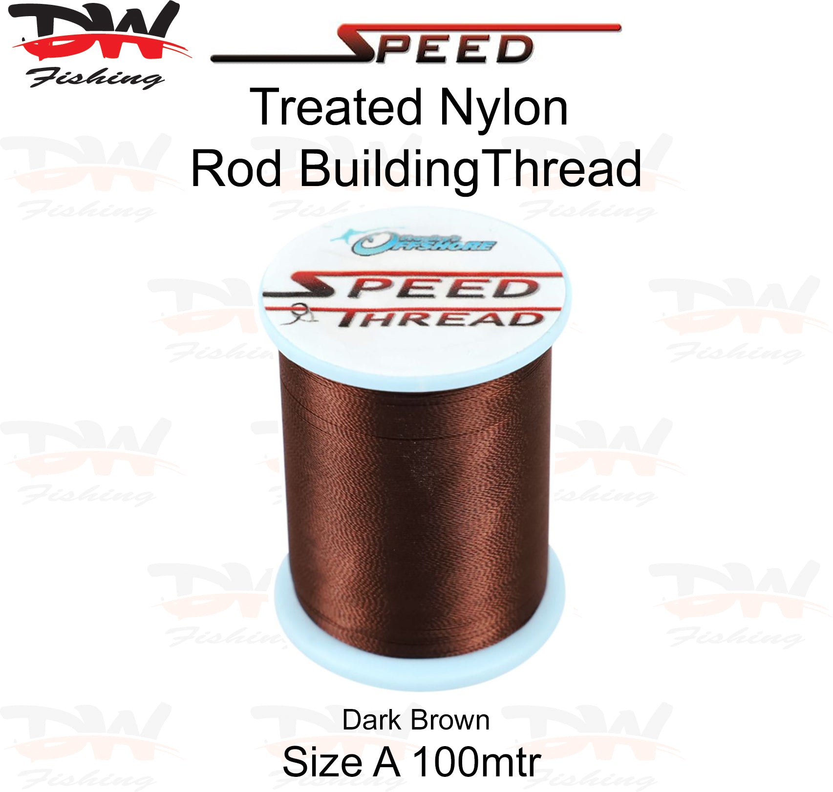 Speed treated nylon rod building thread size A 100 mtr spool colour Dark Brown