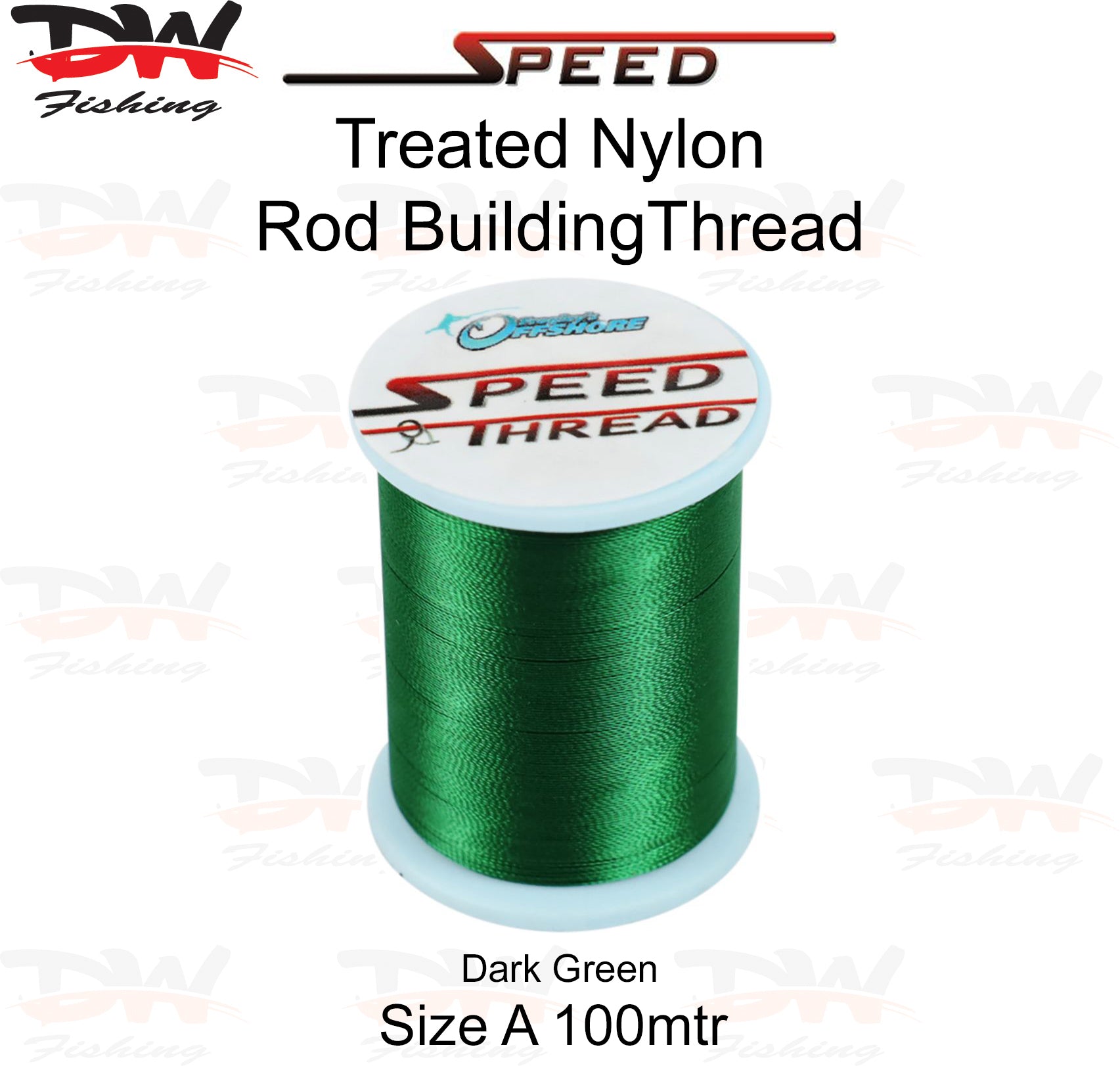 Speed treated nylon rod building thread size A 100 mtr spool colour Dark Green