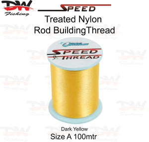 Speed treated nylon rod building thread size A 100 mtr spool colour Dark Yellow