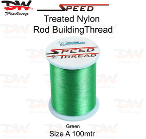 Speed treated nylon rod building thread size A 100 mtr spool colour Green