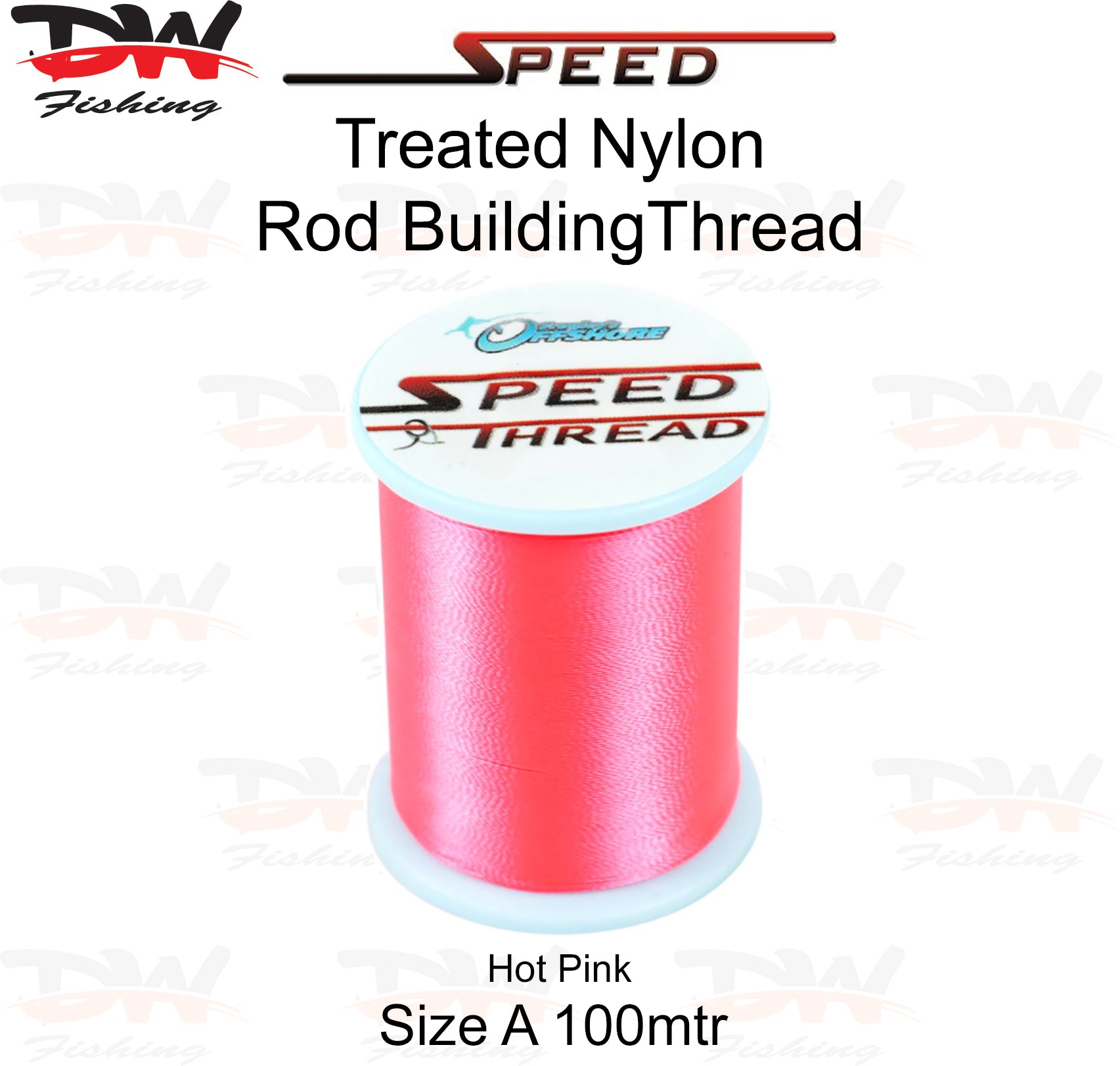 Speed treated nylon rod building thread size A 100 mtr spool colour Hot Pink