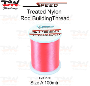 Speed treated nylon rod building thread size A 100 mtr spool colour Hot Pink