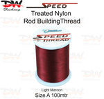 Load image into Gallery viewer, Speed treated nylon rod building thread size A 100 mtr spool colour Light Maroon
