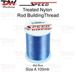 Load image into Gallery viewer, Speed treated nylon rod building thread size A 100 mtr spool colour Mid Blue
