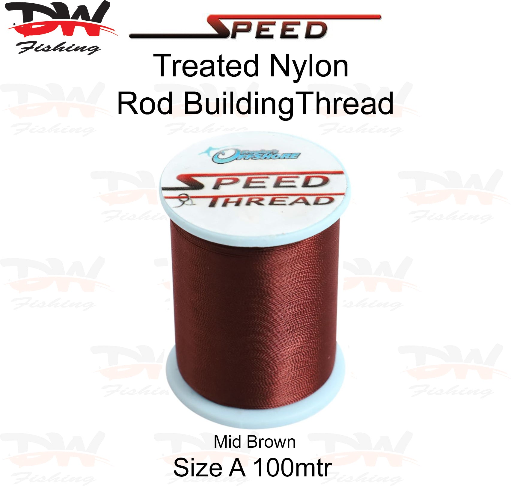 Speed treated nylon rod building thread size A 100 mtr spool colour Mid Brown