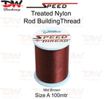 Load image into Gallery viewer, Speed treated nylon rod building thread size A 100 mtr spool colour Mid Brown
