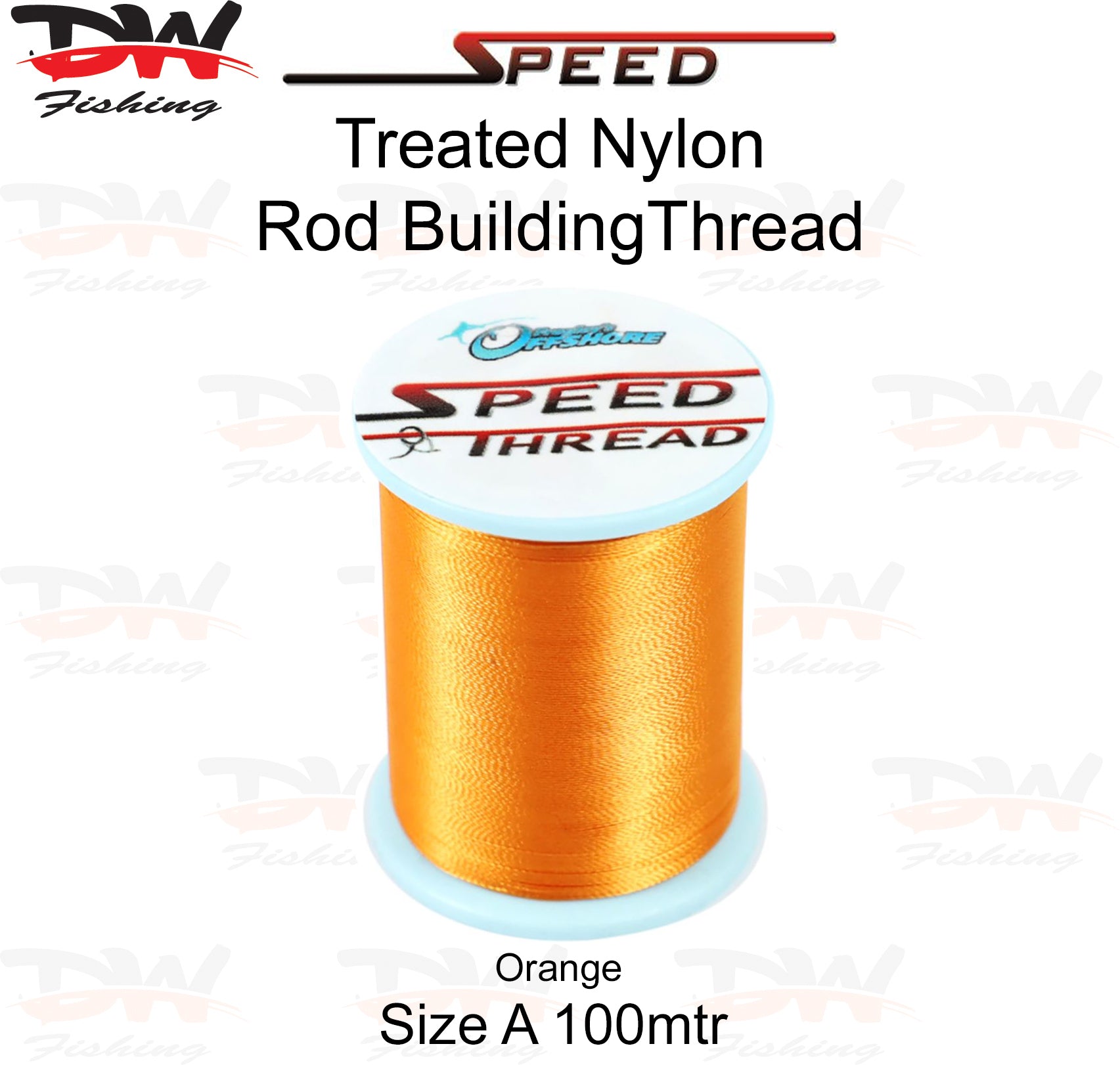 Speed treated nylon rod building thread size A 100 mtr spool colour Orange