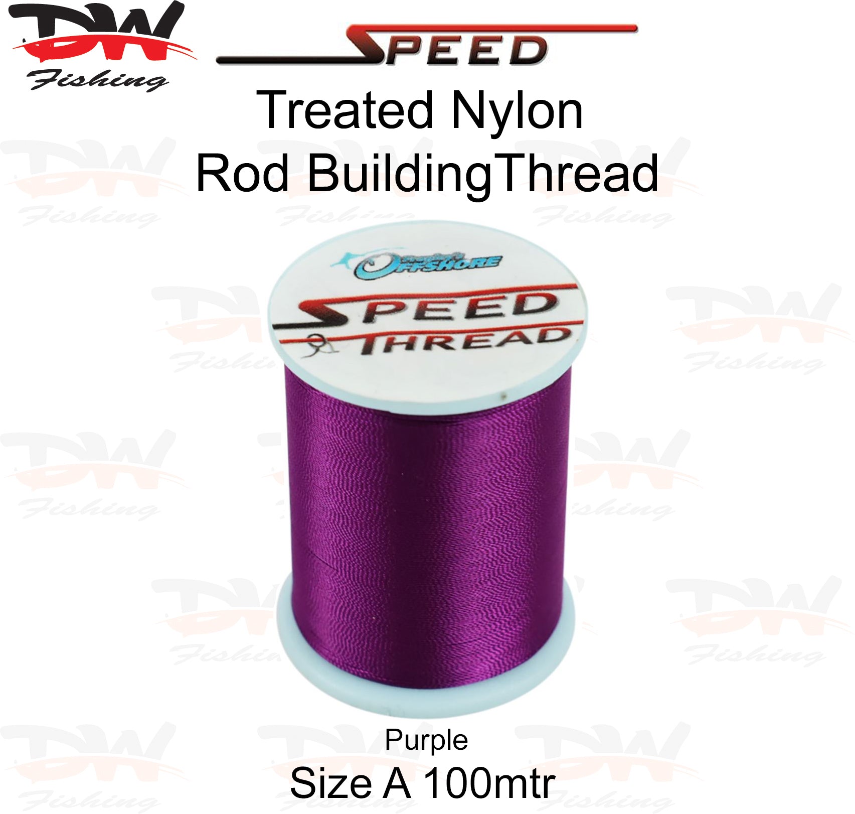 Speed treated nylon rod building thread size A 100 mtr spool colour Purple