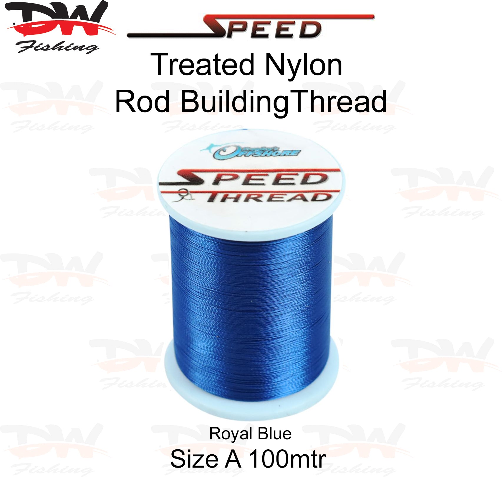 Speed treated nylon rod building thread size A 100 mtr spool colour Royal Blue