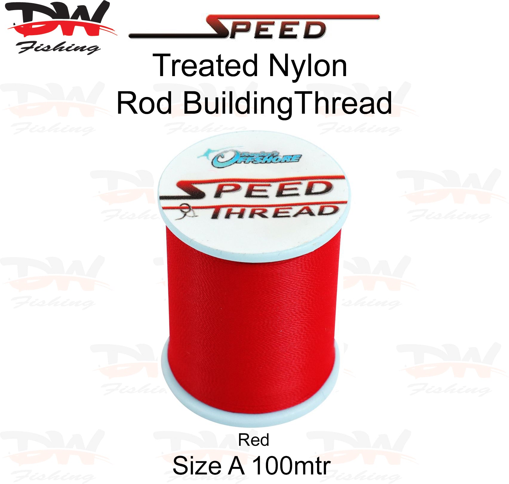 Speed treated nylon rod building thread size A 100 mtr spool colour Red