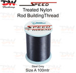 Load image into Gallery viewer, Speed treated nylon rod building thread size A 100 mtr spool colour Steel Grey
