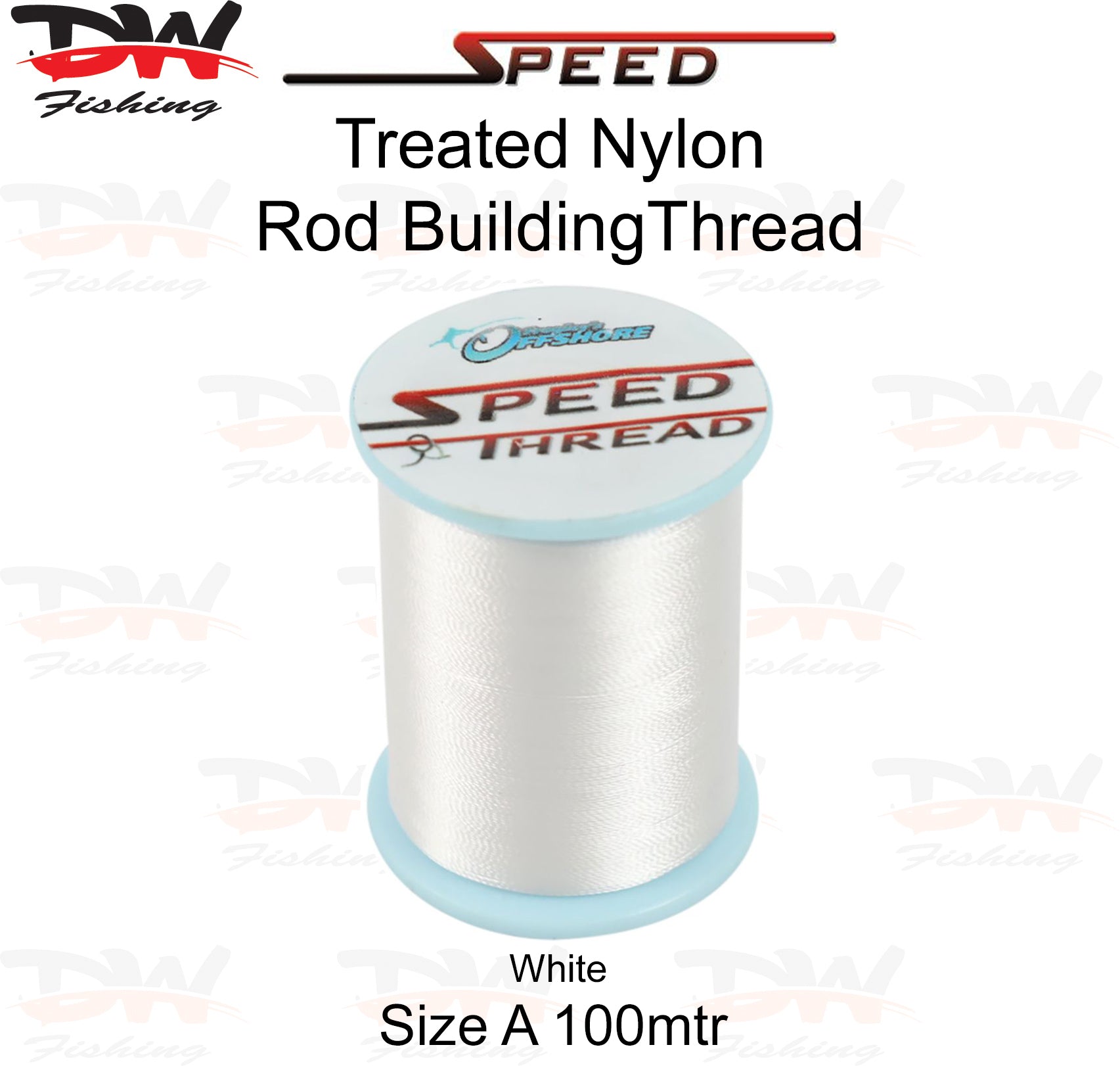 Speed treated nylon rod building thread size A 100 mtr spool colour White