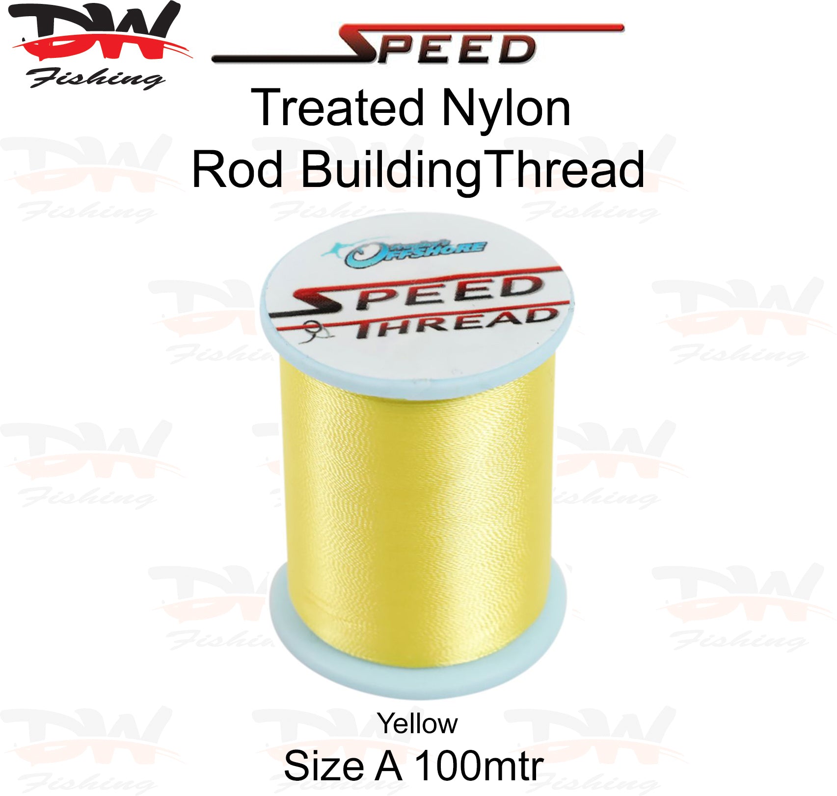 Speed treated nylon rod building thread size A 100 mtr spool colour Yellow