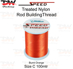 Speed treated nylon rod building thread size C 100 mtr spool colour Burnt Orange