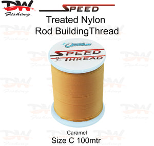 Speed treated nylon rod building thread size C 100 mtr spool colour Caramel