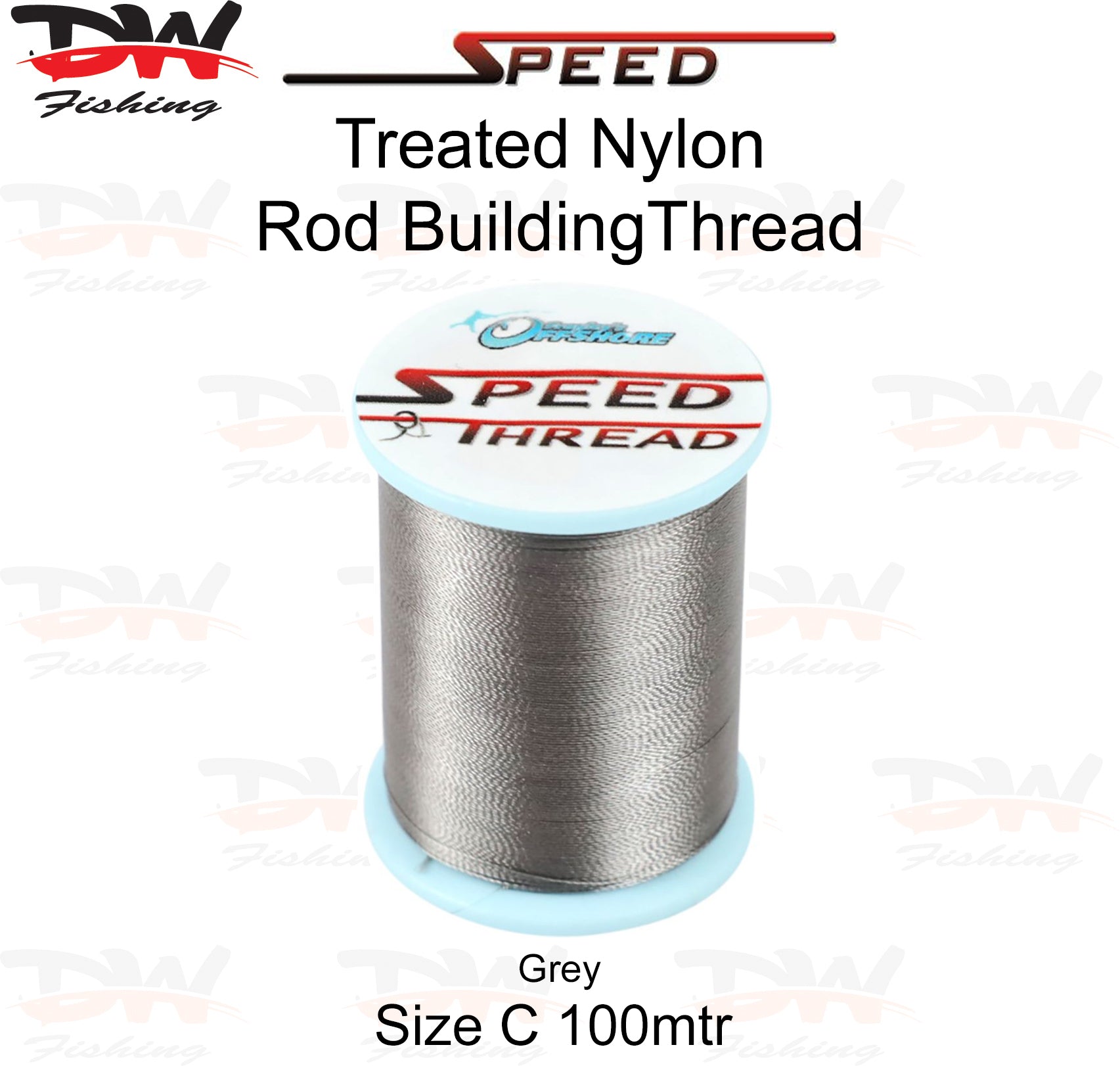 Speed treated nylon rod building thread size C 100 mtr spool colour Grey