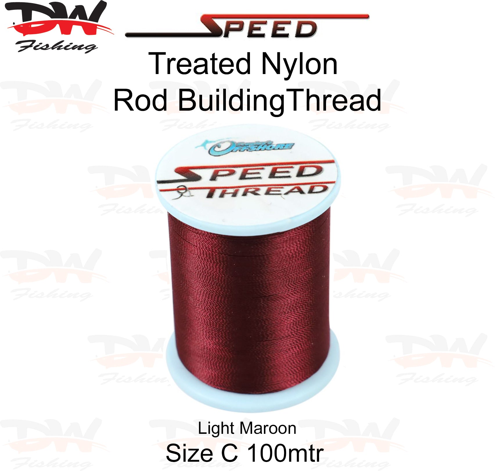 Speed treated nylon rod building thread size C 100 mtr spool colour Light Maroon