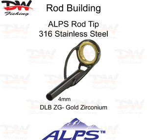 ALPS rod tip DLB-ZG Black frame with gold zirconium ring size 4 rod tip