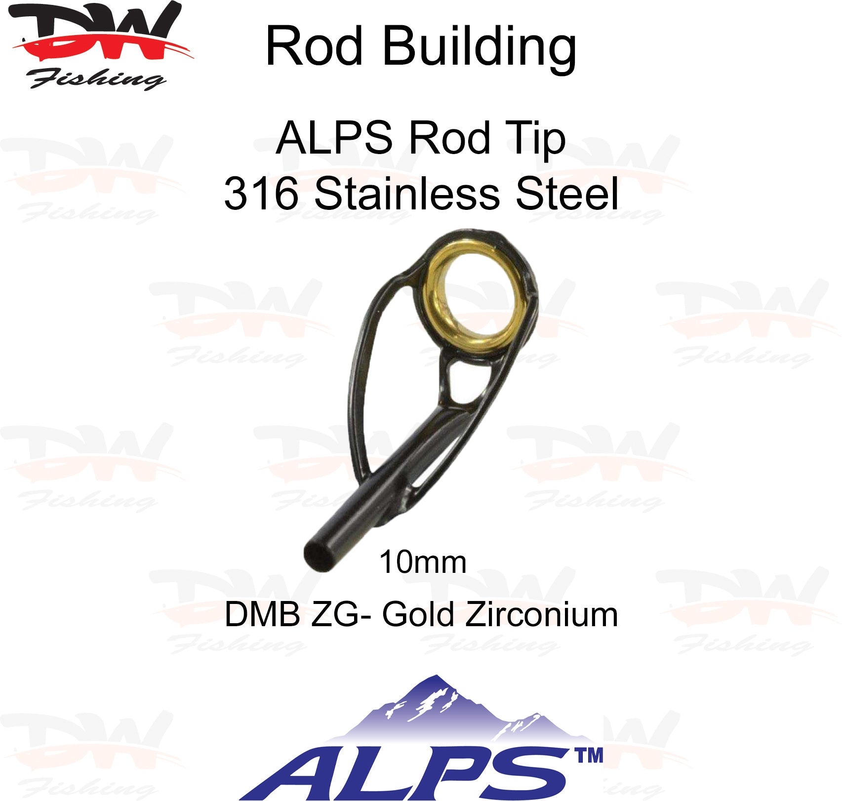 ALPS rod tip DMB-ZG Black frame with gold zirconium ring size 10 rod tip
