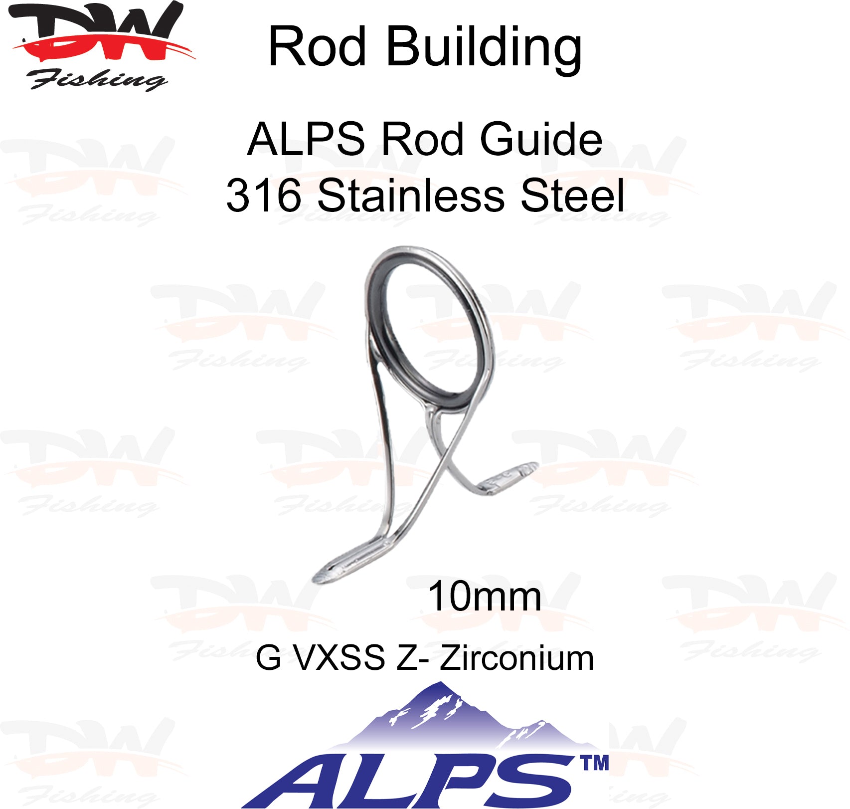 ALPS Rod Guide Premium VX 316 Stainless S Polished Frame Zirconium Insert Ring