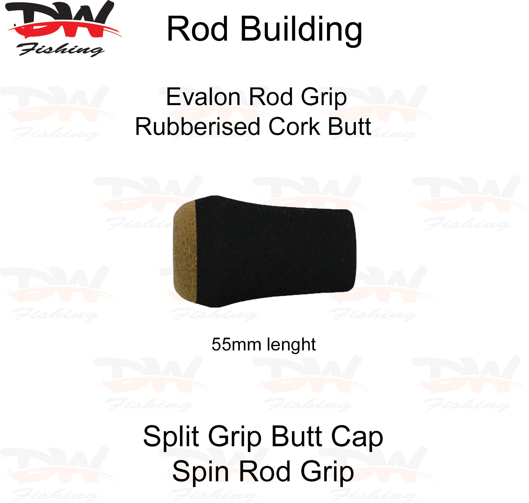 EVA foam spin grip with rubberised cork butt plate- EVA butt cap picture of 55mm rod butts