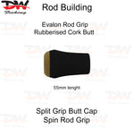 Load image into Gallery viewer, EVA foam spin grip with rubberised cork butt plate- EVA butt cap picture of 55mm rod butts
