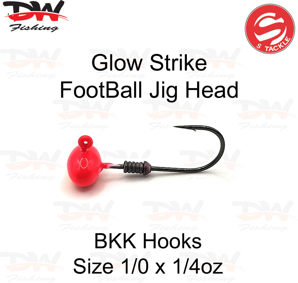 S Tackle Glow strike football jig head on BKK hooks size 1/0 1/4oz
