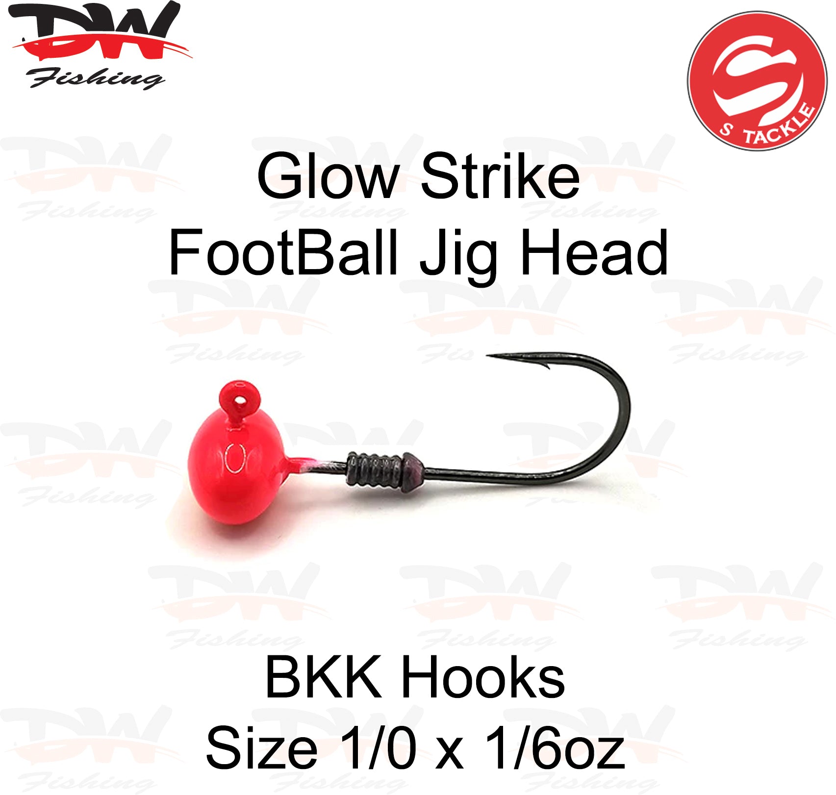 S Tackle Glow strike football jig head on BKK hooks size 1/0 1/6oz
