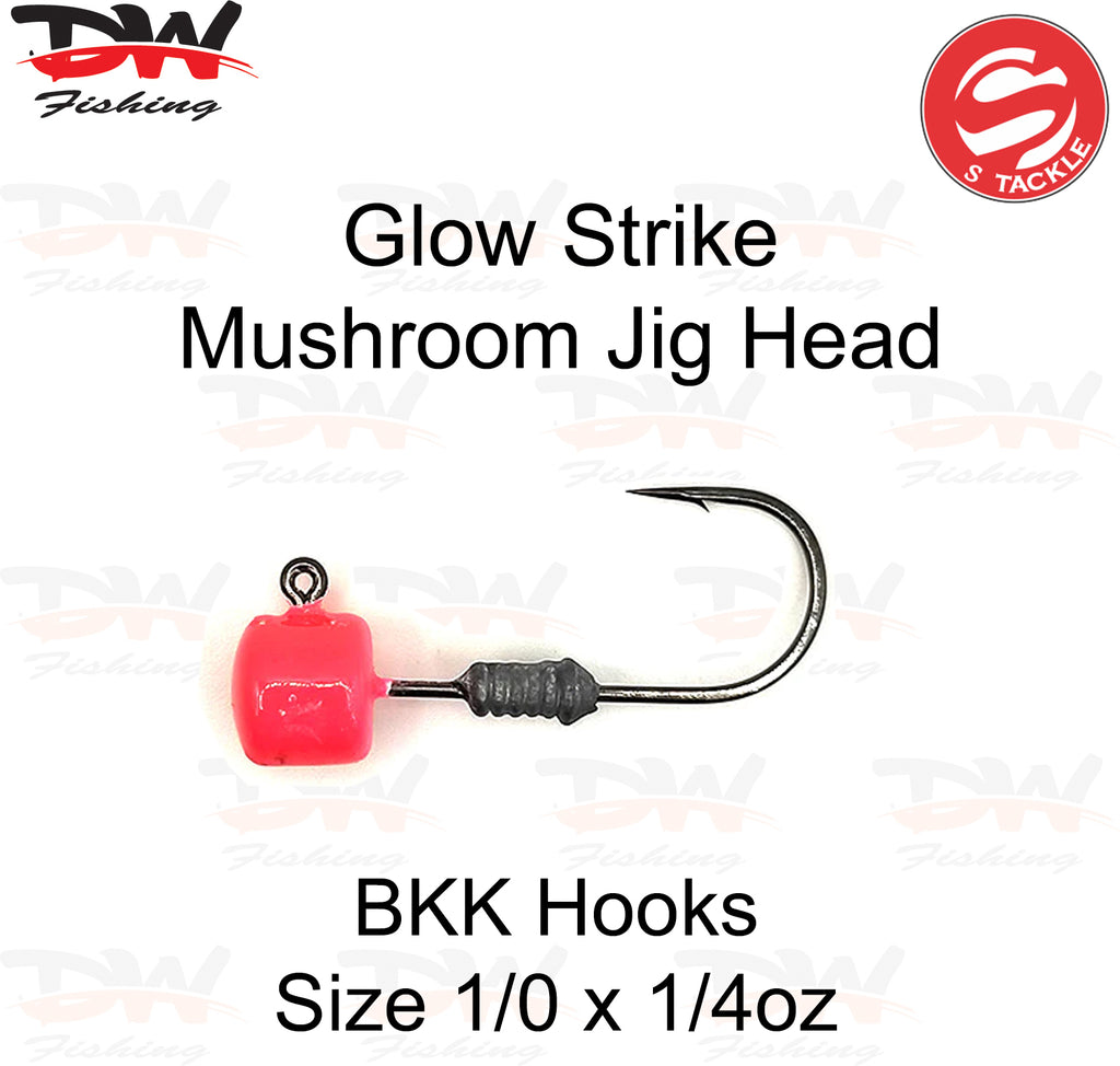 S Tackle Glow strike mushroom jig head on BKK hooks size 1/0 1/4oz