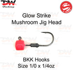 Load image into Gallery viewer, S Tackle Glow strike mushroom jig head on BKK hooks size 1/0 1/4oz
