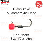Load image into Gallery viewer, S Tackle Glow strike mushroom jig head on BKK hooks size 1/0 1/6oz

