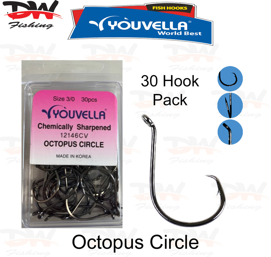Youvella circle hook cover picture with hook details and offset