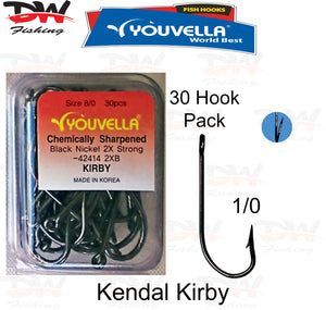 Youvella Kendal Kirby size 1/0 fish hook 30 pack