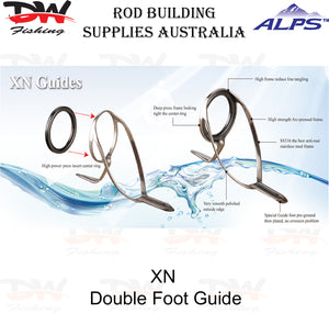 ALPS Rod Guide | XN Double Foot Guide | Gloss Black 316 Stainless Steel Frame