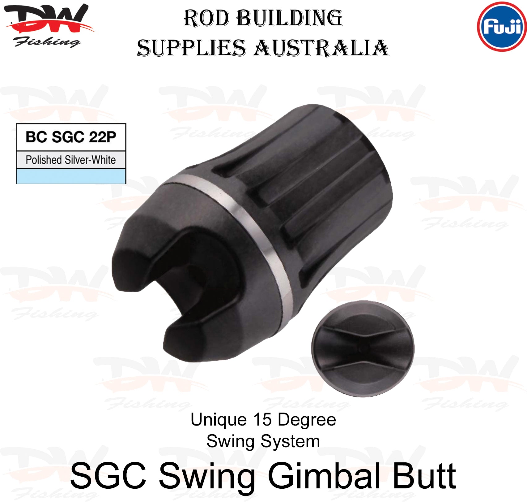 Fuji SGC gimbal butt cap image with Rod Building Supplies Australia heading