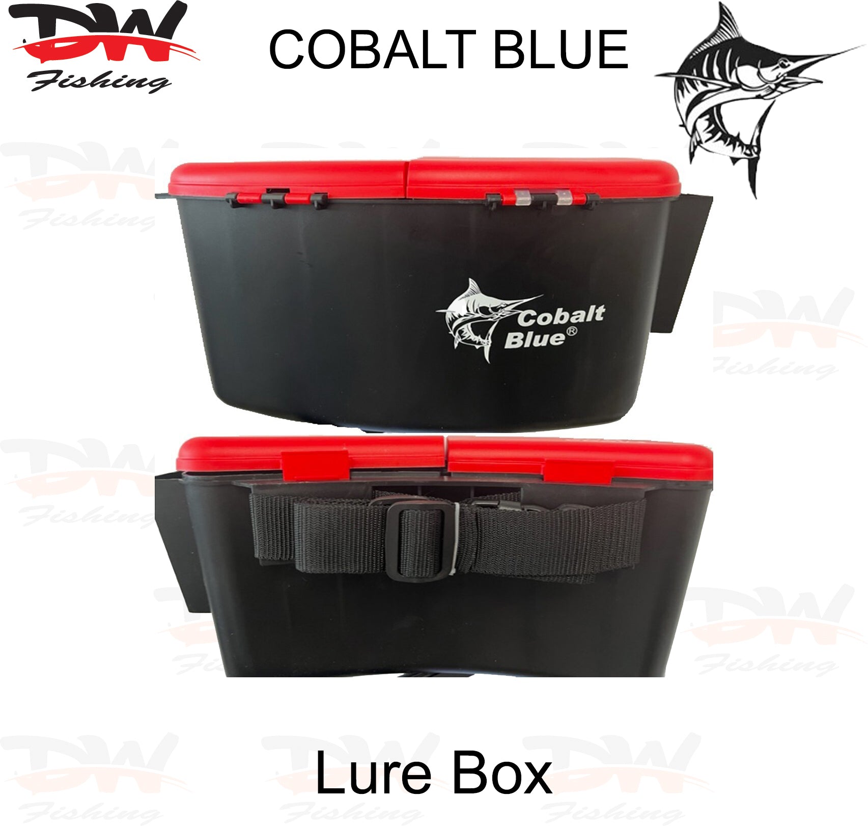 Cobalt Blue Mega Lure Storage Box - Plastic Lure Box with straps